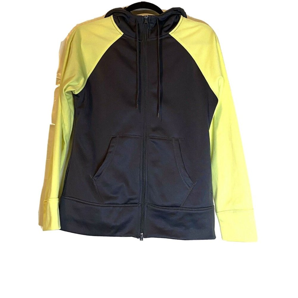Danskin Now Ladies Size M (8-10) Full Zip Dk Gray/ Neon Yellow Activewear Jacket